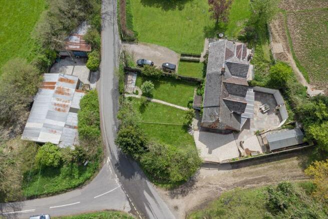 Aerial view including outbuildings