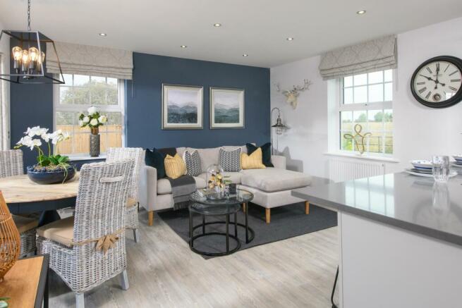 Kitchen and family area in the Moreton show home