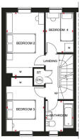 First floor plan of the Woodcote 4 bedroom home at Victoria Heights