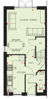 Ground floor plan of the Norbury 3 bedroom home at Victoria Heights