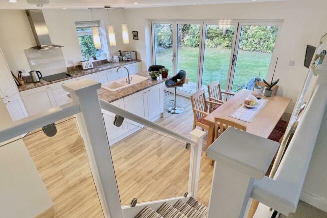 View Down To Kitchen From Living Room