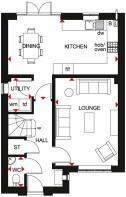Ground floor floor plan of the Kingsley home type