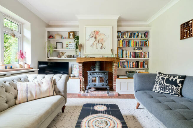 Living room with woodburner