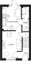 Floorplan of ground floor in 2 bedroom Fasque house type