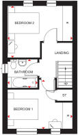 Floorplan of first floor in 2 bedroom Fasque house type