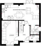 Ground floor plan of Traigh house type