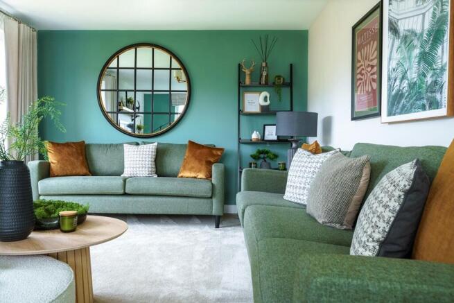 Ample space for two sofas or a corner sofa
