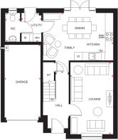 Ground floor plan of 4 bedroom Dean house type