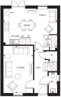 Ground floorplan of the Ingleby 4 bedroom home