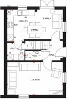 Semi-detached Hadley ground floor plan DWH Canal Quarter H763901