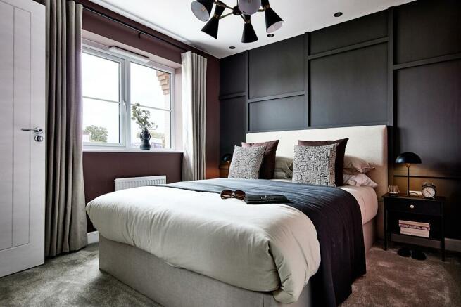 A stylish main bedroom is a welcome escape from family life