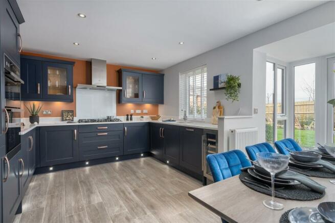 Internal view of the Skylark open plan kitchen. 4 bed home.