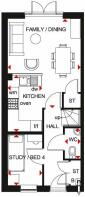 Ground floor floor plan of the Kingsville house type.