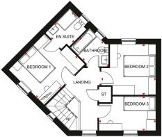 First floor plan of our 3 bed Lutterworth home