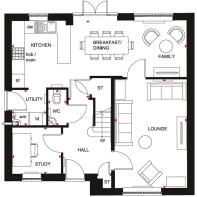 Typical Radleigh style 4 bedroom home ground floor plan