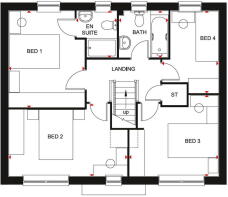 Typical Thornton style 4 bedroom home first floor plan