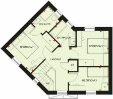 First floor plan of our 3 bed Lutterworth