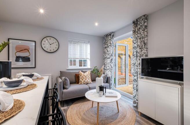 Interior view of the kitchen & family space in our 4 bed Alderney home