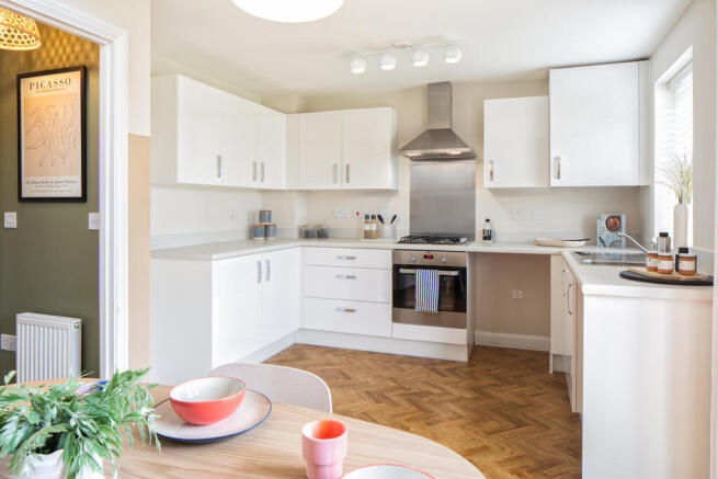 open plan kitchen and dining area, archford, 3 bed house type