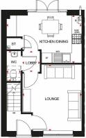 Roseberry ground floor plan at Pentref Llewelyn