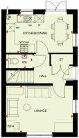 Ground floor plan of the Moresby 3 bedroom home at Okement Park