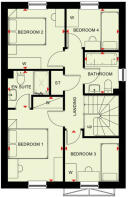 First floor plan of the Chester 4 bedroom home at Okement Park