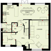 Ground floor plan of the Radleigh 4 bedroom home at Okement Park