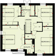 First floor plan of the Radleigh 4 bedroom home at Okement Park