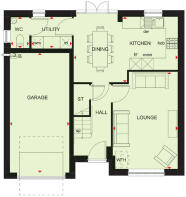 Ground floor plan of the Hemsworth 4 bedroom home at Okement Park