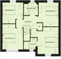 First floor plan of the Hemsworth 4 bedroom home at Okement Park