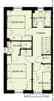 First floor plan of the Maidstone 3 bedroom home at Okement Park