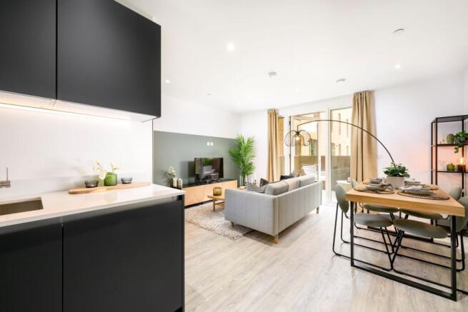 Lampton Parkside, one bedroom show home, living