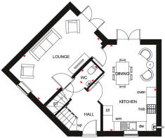 Typical Lutterworth 3 bedroom ground floor plan