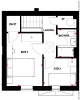 first floor plan, amber, 2 bed house type