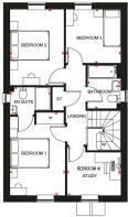 FIRST FLOOR PLAN OF THE FOUR BEDROOM CHARNWOOD AT CERES RISE