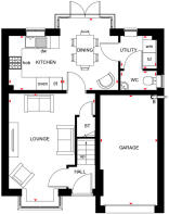 Ground floor plan of the 3 bed Dawlish at Ceres Rise