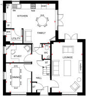 Ground floor layout for the Alnmouth by Barratt Homes at Ceres Rise, Swaffham