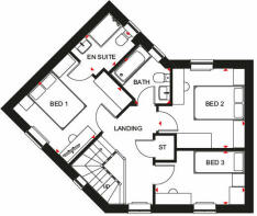 First floor plan of our 3 bed Lutterworth home