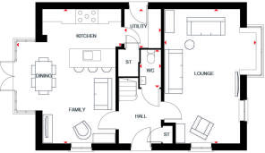 Ground floor of the 4 bedroom Cornell with square bay window