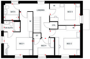 First floor of the 4 bedroom Cornell with square bay window