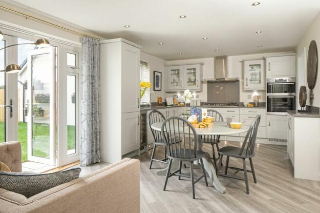 Inside view of kitchen in Chelworth Show Home at Embden Grange