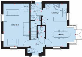 Ground floor plan of the Hollinwood 4 bedroom home at Fairfax Heath