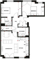 Floorplan of Dunlin Type B 2 bedroom apartment