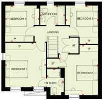First floor plan of the Radleigh 4 bedroom home at Treledan, Saltash