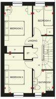First floor plan of the Woodcote 4 bedroom home at Treledan, Saltash