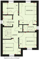 First floor plan of the Kingsley 4 bedroom home at Treledan, Saltash