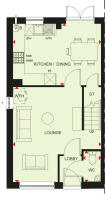 Ground floor plan of the Maidstone 3 bedroom home at Treledan, Saltash