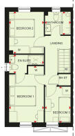 First floor plan of the Maidstone 3 bedroom home at Treledan, Saltash