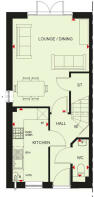 Ground floor plan of the Norbury 3 bedroom home at Treledan, Saltash