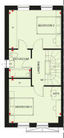 First floor plan of the Norbury 3 bedroom home at Treledan, Saltash